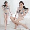Sexy Japanese Sailor Cosplay Costumes Lace Polyester Transparent Lingerie Set Women Exotic Intimate Apparel Mesh Bra Panty Set