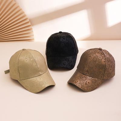 Gorra de béisbol de ante con estampado de flor de anacardo de cuerpo entero transfronteriza con circunferencia de cabeza grande ajustable y hebilla redonda