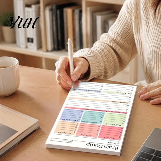 Sturdy Writing Pad for Daily Use A5 To-Do List Notebook, 50 Page Planner And Brain Dump Journal, Gift Graduation Birthday Binding Wear-Resistant Cover