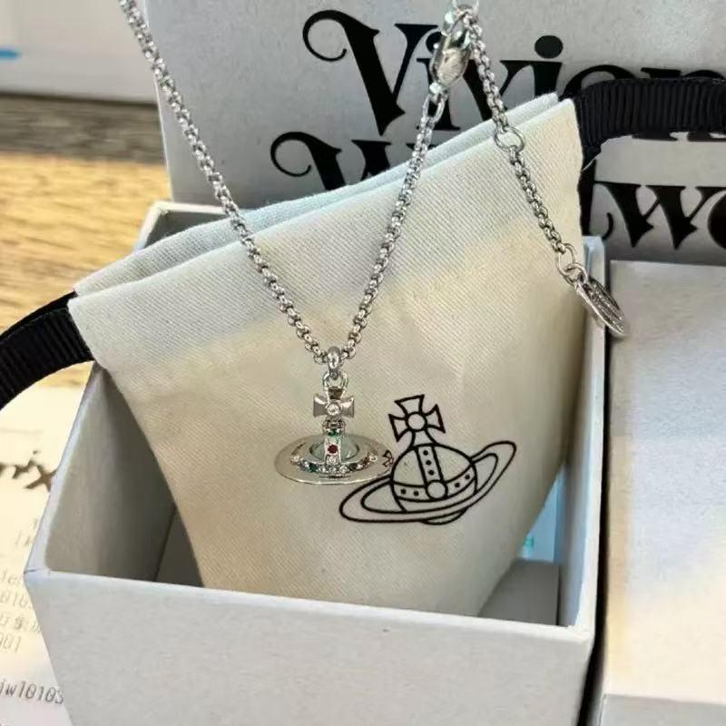 Westwood Saturn Choker Necklace: High Version, Medium Size, Women's 10MM Beads, Logo Clasp.