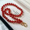 Pigeon Blood Red Retro Agate Chalcedony Necklace Literary Niche Beaded 925 Sterling Silver Collarbone Chain Neck Chain