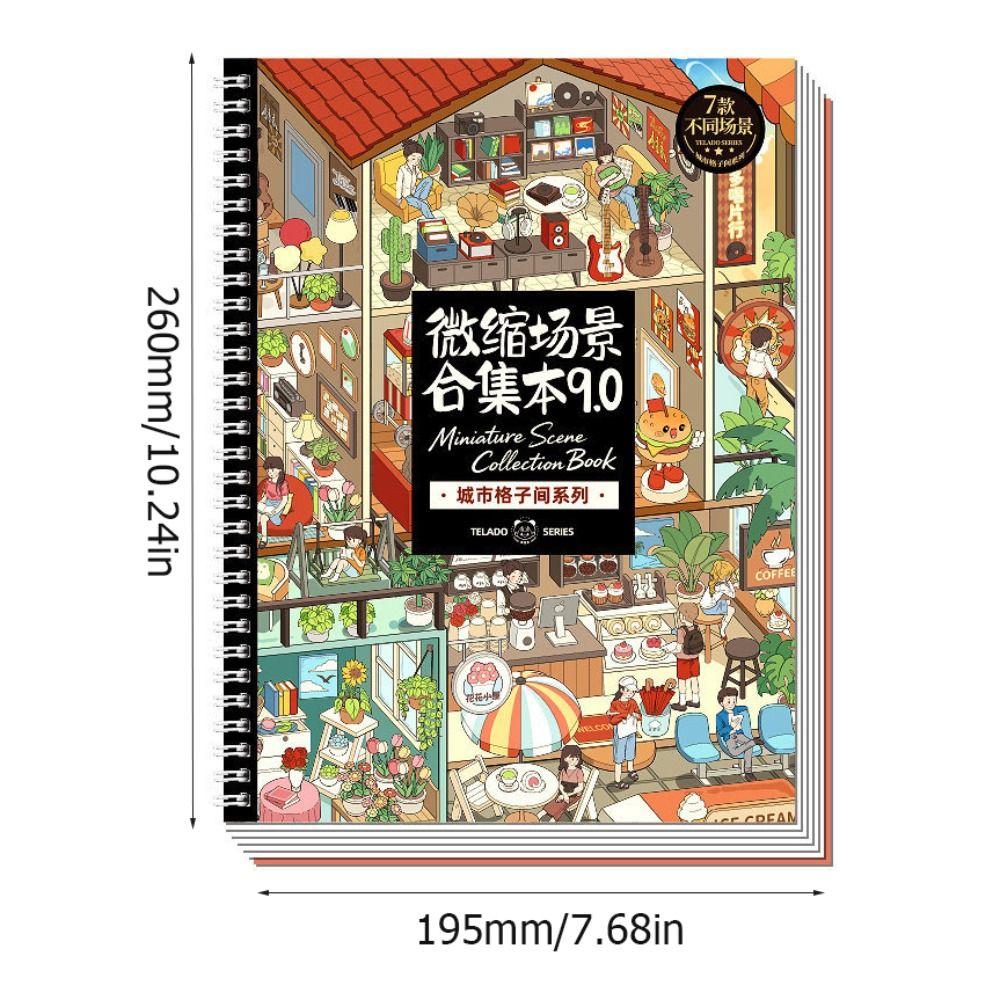 Die-cut Miniature Scene Collection Book DIY Decompression DIY Cabin Scene Toy Visual Stacking Game Stickers Collection Book
