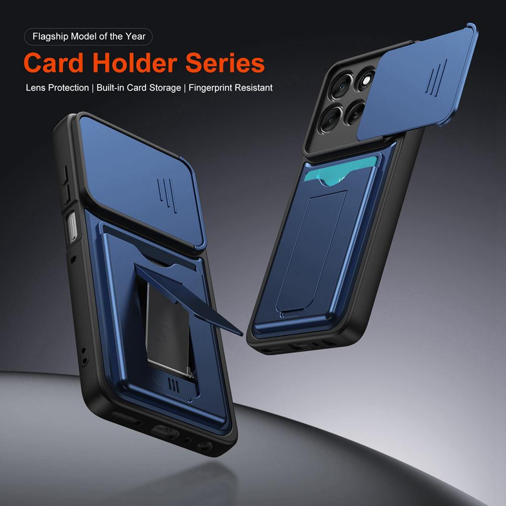 KEYSION Card Holder Bag Phone Case for Motorola MOTO G86 G67 G57 Power G56 5G Slide Camera Protection Kickstand Shockproof Cover