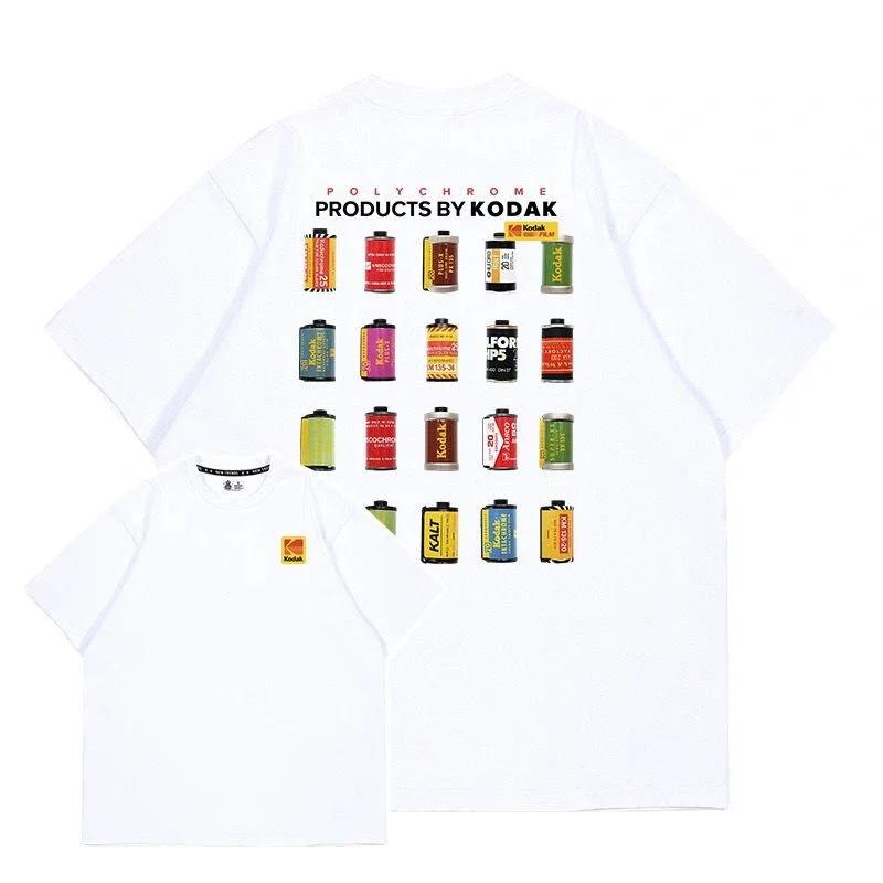 2025 Trendový potisk Zábavné tričko s krátkým rukávem Léto Pánské a dámské Stejné Americké retro Volný bavlněný top s krátkým rukávem