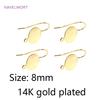 Brass Metal Round Tray Earring Hooks 14K Gold Plated Ear Wire Hooks DIY Pearl Earring Making Accessory Fashion Jewelry For Women