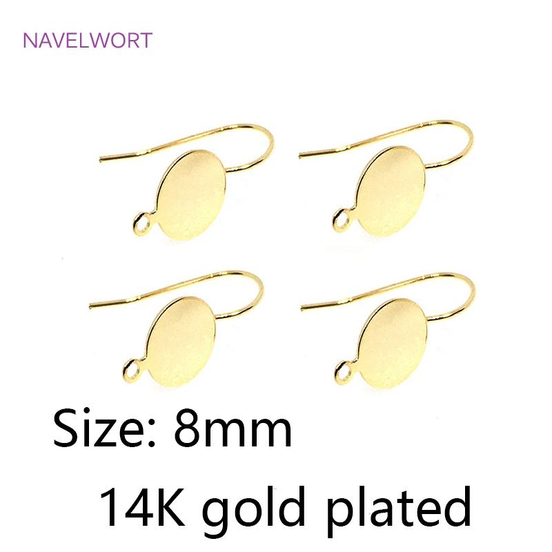 Brass Metal Round Tray Earring Hooks 14K Gold Plated Ear Wire Hooks DIY Pearl Earring Making Accessory Fashion Jewelry For Women