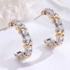 1 Pair Women Earrings C-Ring Shape Ear Buckle Design Stable Fit Cubic Zirconia Inlaid Earrings Jewelry Gift