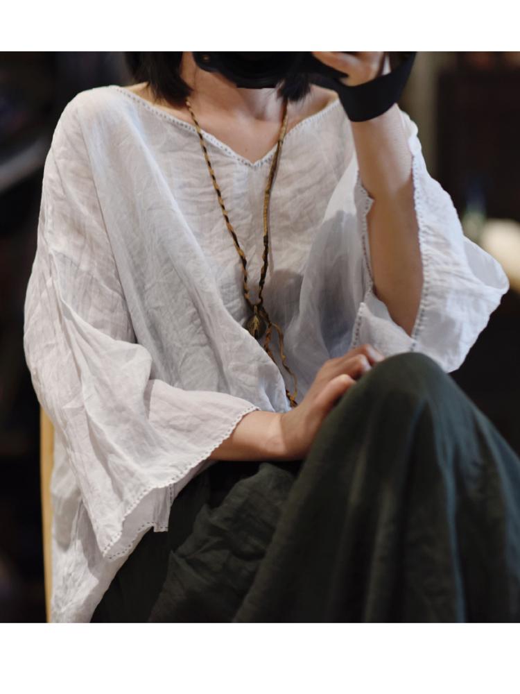 

Johnature женские однотонные футболки винтажные футболки с семью рукавами Ramie высокого качества летние свободные женские футболки One Size белый