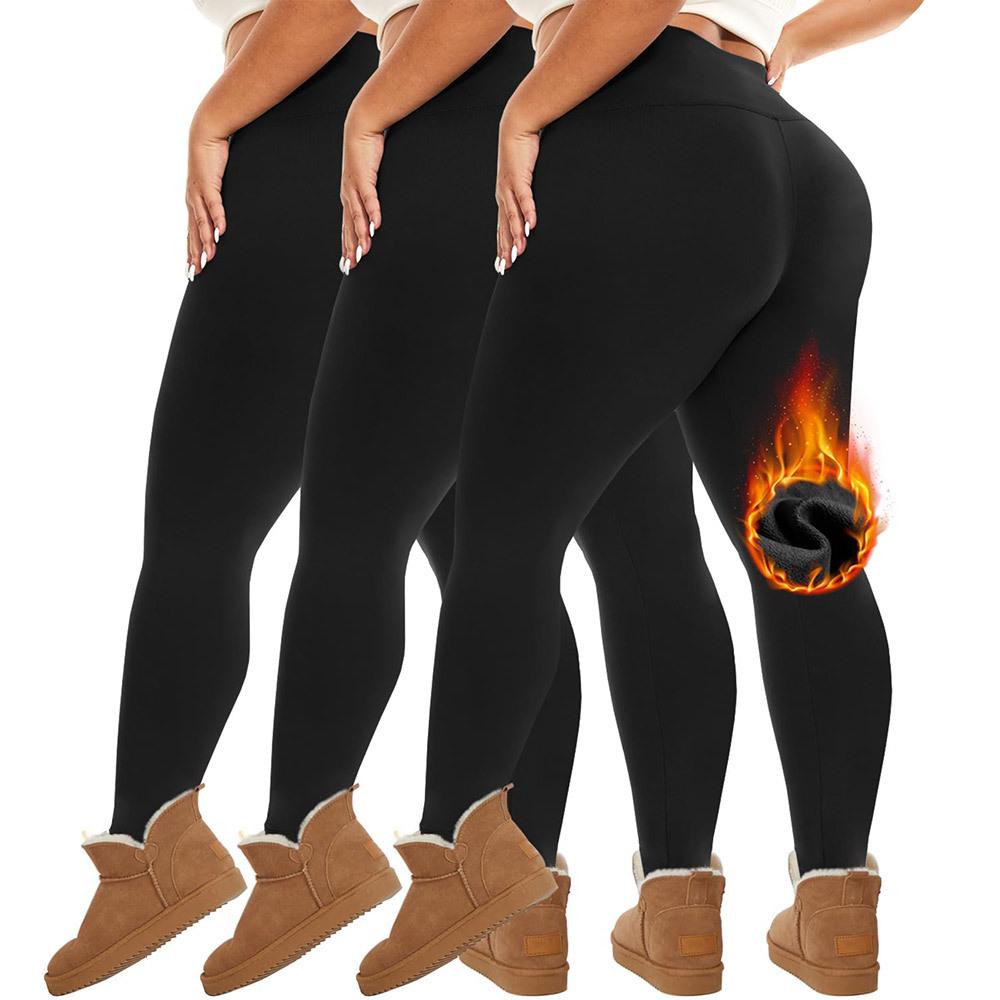 Fleece-Lined Plus Size Winter Fleece-Lined Yoga Pants High-Waisted Tummy-Control 1XL-5XL Winter Yoga Pants