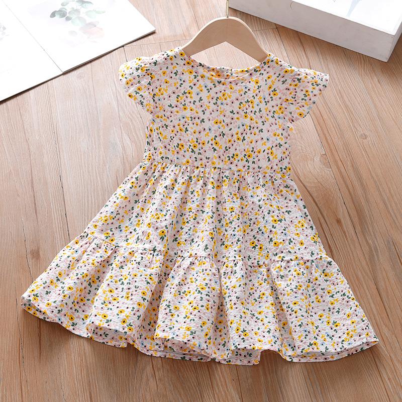 Girls Summer Floral Sleeveless Vest Dress Stylish Fashion Casual Children Dress 90cm