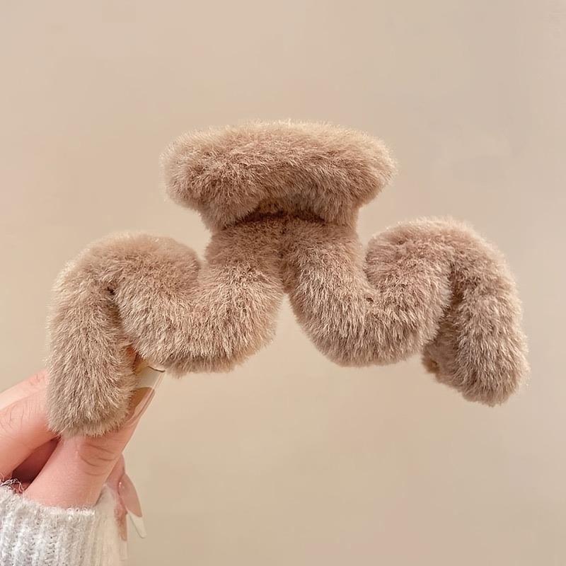 1pc Soft Cute Fluffy Hair with Colorful Autumn Winter Fashion Clips Women's Daily Curly Hair Warm and Versatile Decoration