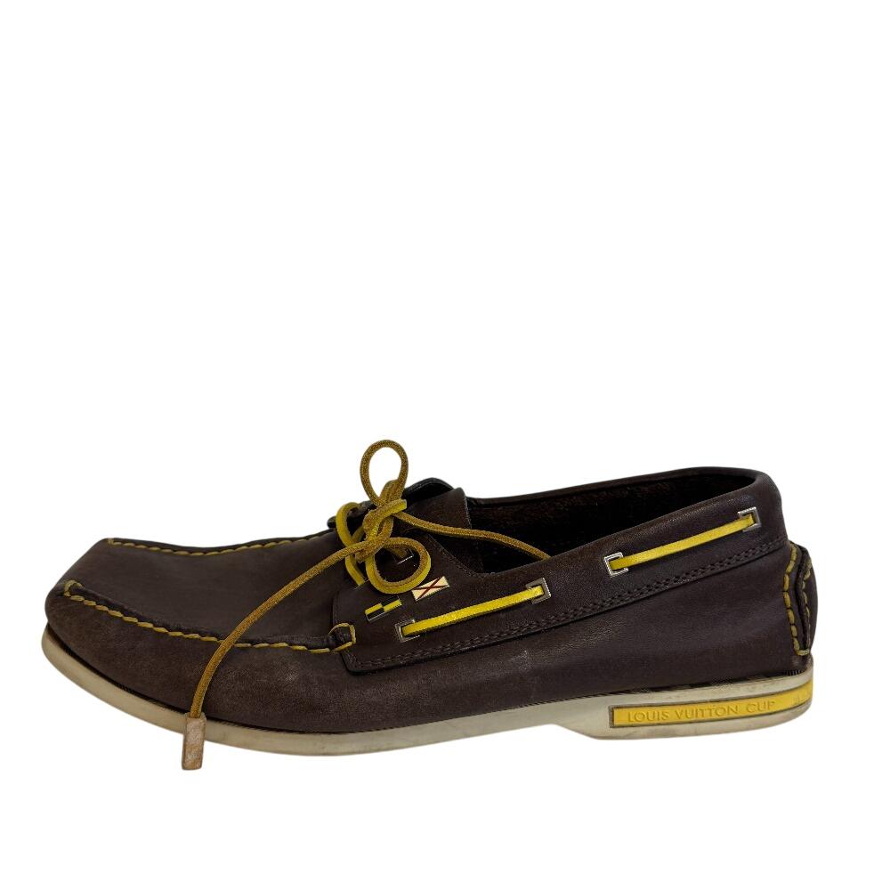 LOUIS VUITTON cup leather Deck shoes Brown leather mens Used