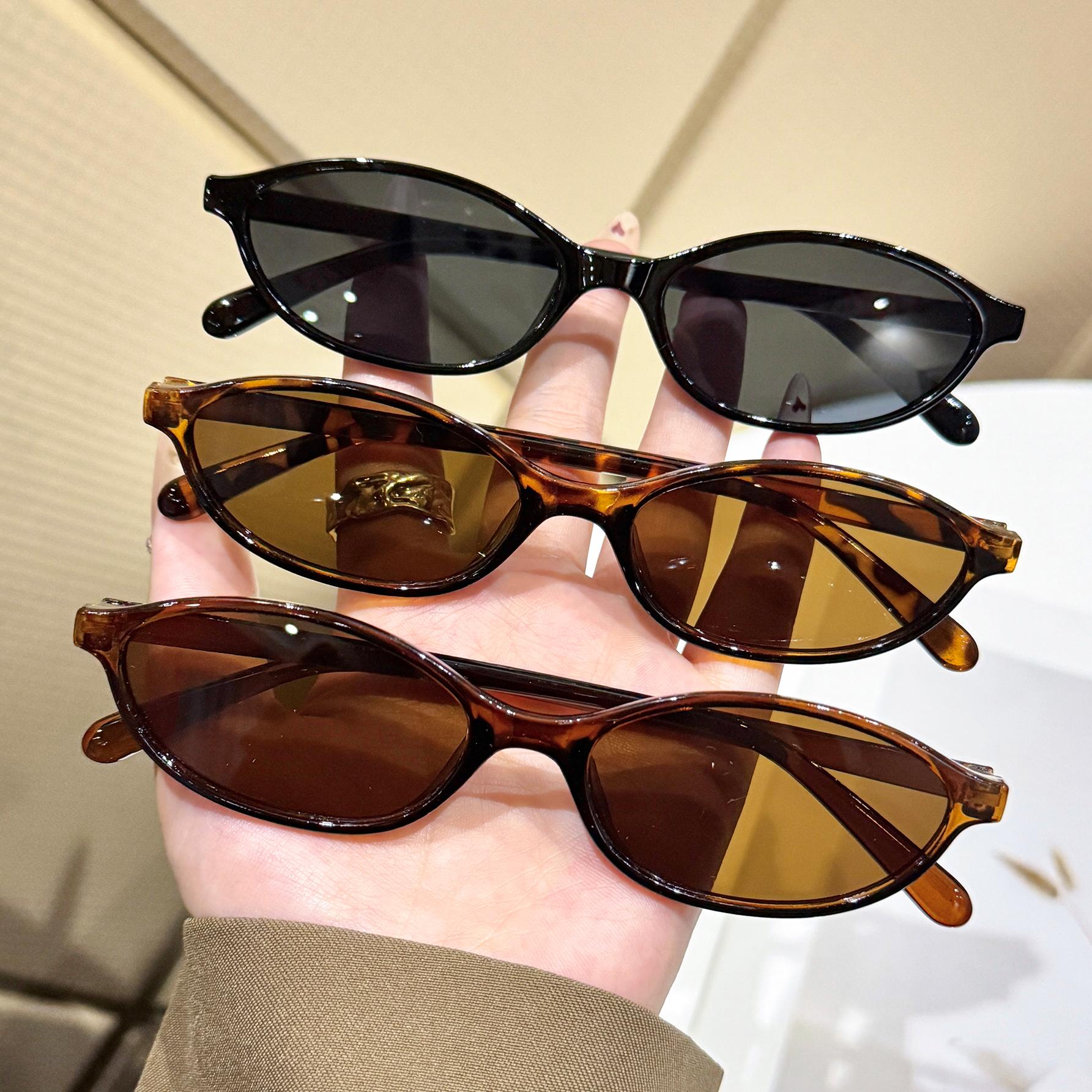3Pcs Retro Women s Leopard Brown Sunglasses, Fashionable Small Frame Sunglasses, Women s Punk Oval Sunglasses, Sun Protection