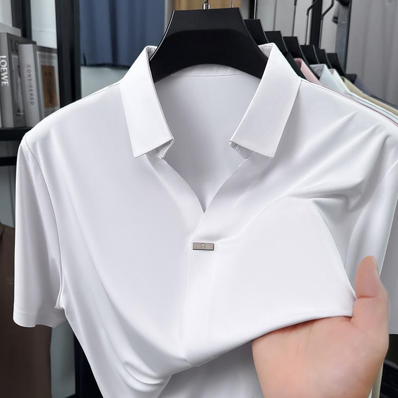 Shirt Short Sleeve Summer Fashion Casual Ice V-Neck Polo M