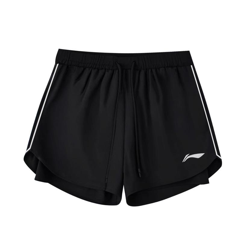 Li Ning Sports Shorts Women s Classic Black Women s Fit Thin Mock Two Piece DACH233-2 2XL