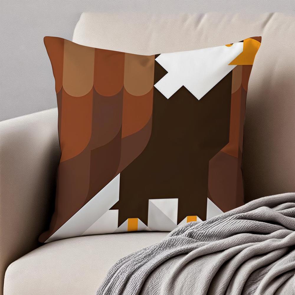 Minimalist Simple Animal Anime Art Cushion Cover Pillowcase Antidustmite Invisible Zipper Short Plush Sofa Cushion