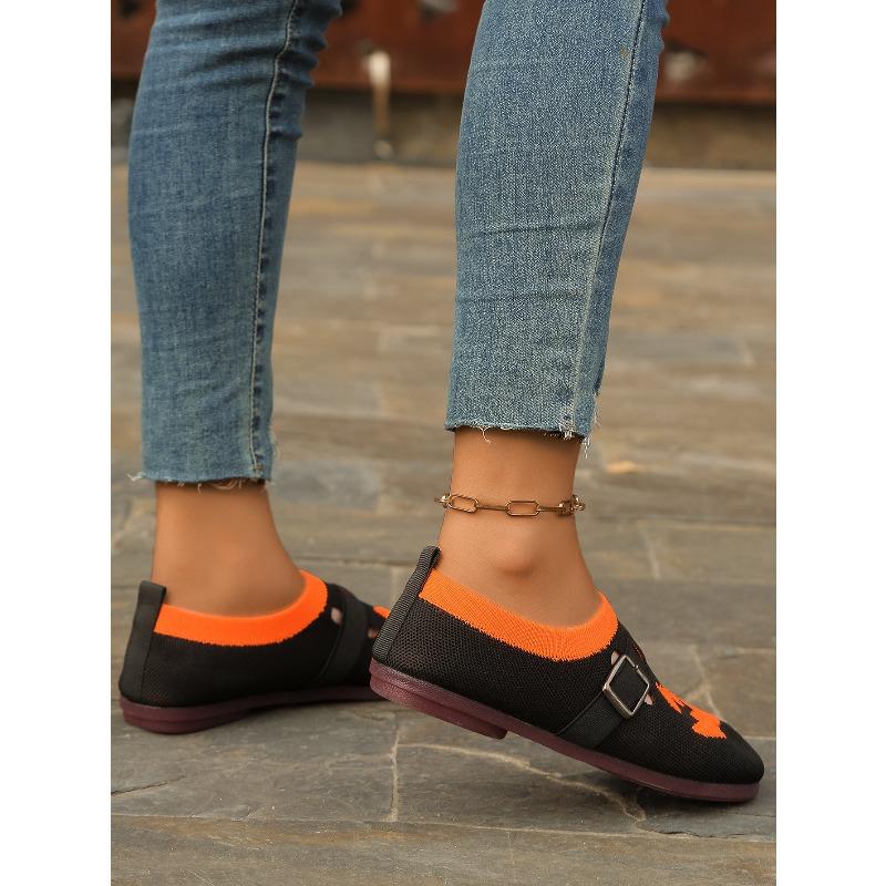 Autumn new women's shoes Halloween pumpkin casual cloth shoes lightweight breathable versatile single shoes wholesale