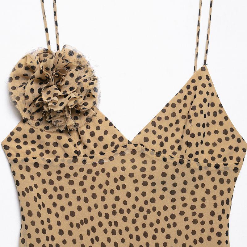 Kaslead New Arrival Women's Clothing Fashion Style Flower Decoration Polka Dot Brace Dress 3675535 730
