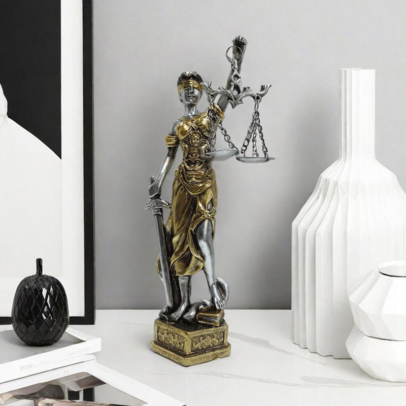 Skulptur Gerechtigkeit Fairness Justitia Dame Statue Göttin der Gerechtigkeit und Fairness Schreibtischornament für Wohnzimmer Schlafzimmer