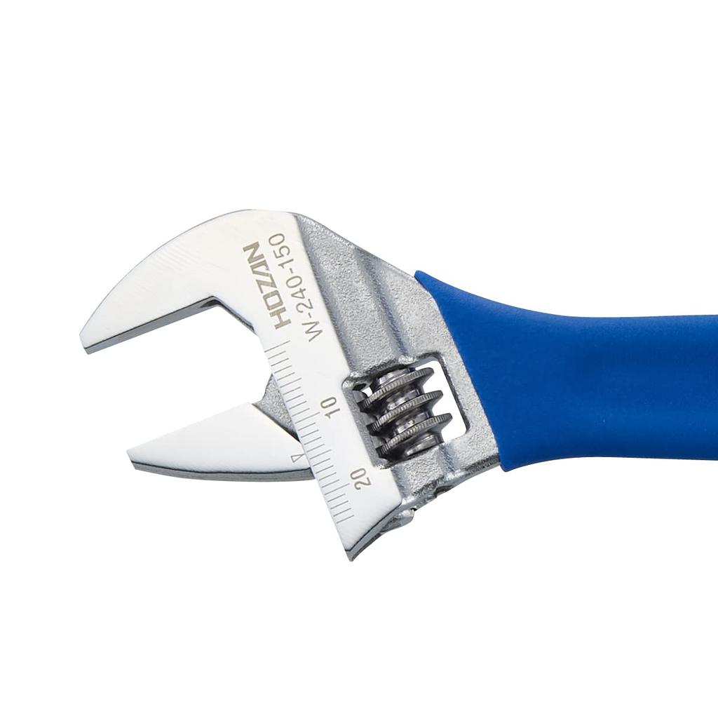 HOZAN Monkey Jaw Opening Lightest in its with Graduations and Convenient for Continuous Made in Nominal Size 150 Wrench, 0-24mm, Class, 110g, Grip,