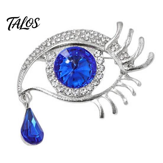 Anti-tarnish Brooch Bling Rhinestone Eyes Pin, Tear of Angel Lapel Pin Secure Clasp for Women, Sweater Cardigan Coat Suit Decoration Jewelry