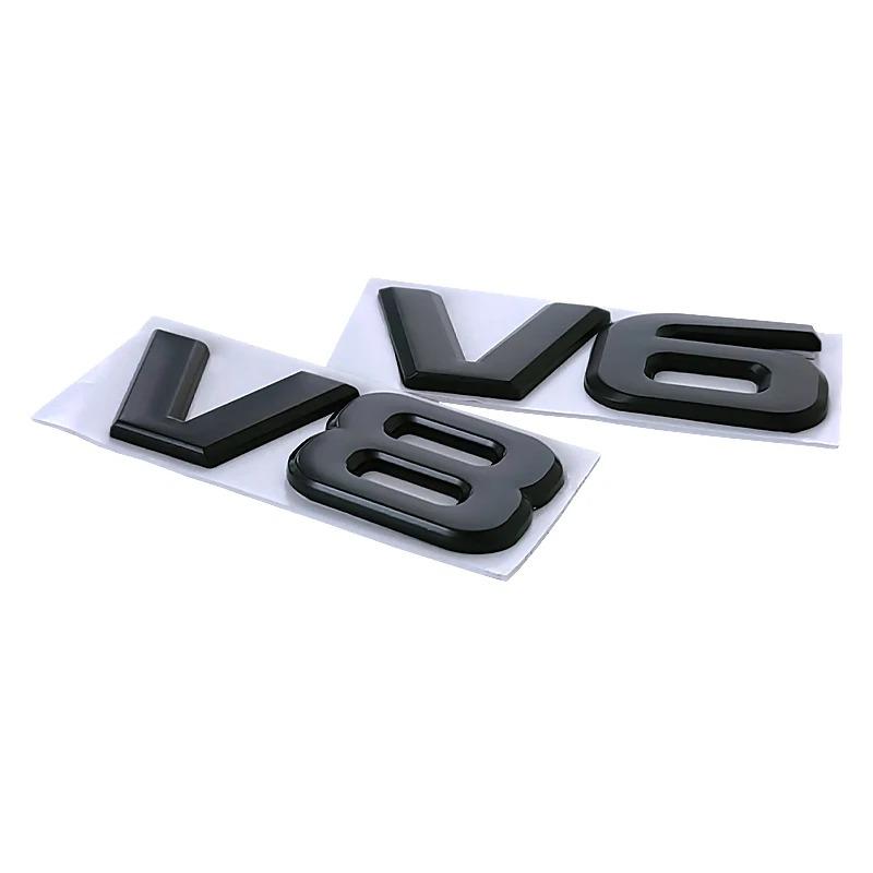 3D Metal V6 V8 Logo Car Emblem Badge Decals Sticker For Toyota FJ Land Cruiser Highlander JEEP Wrangler Fender Trunk Accessories