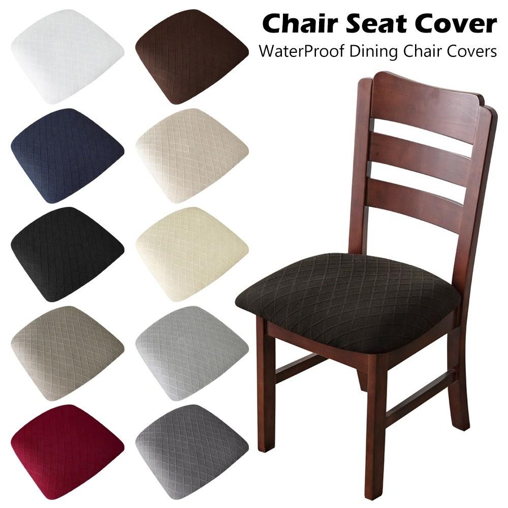 Diamond Grid Chair Seat Cover Waterproof Solid Color Dining Chair Covers Removable Washable Cushion Covers For Home Office