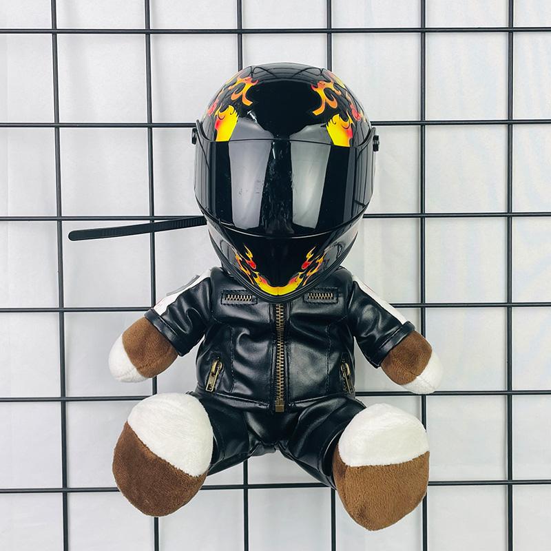Helmet Small Model Suzaku Print Racing Trunk Decoration Car Pendant Home Decoration Collection Mini Bear Helmet