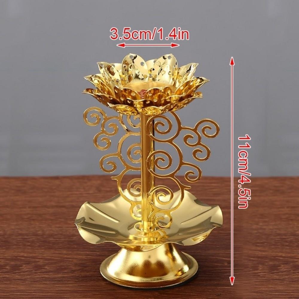 Retro Gold Candle Holder Metal Lotus Lamp Candlestick Flower Stand Tealight Home Ornaments