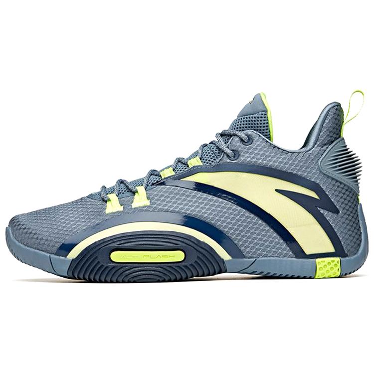 

New ANTA UFO3.0 Basketball Shoes Men Low Top Checkerboard Gray/Coastal Blue/Neon Green 112111602-3 44.5