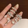 Shiny Pentagram Heart Zircon Open Rings For Women Shiny Imitation Pearl Cluster Index Finger Ring Fashion Dating Jewelry
