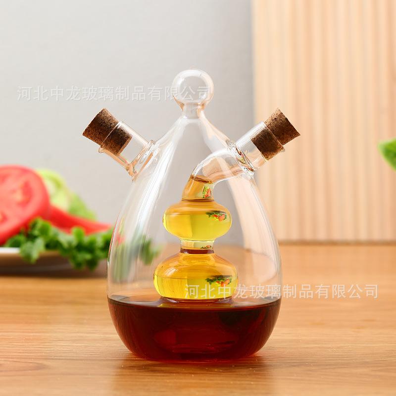 Double Glass Pot Kitchen Supplies Seasoning Bottle Soy Sauce Bottle Vinegar Bottle Glass Oil Vinegar Pot Kitchen Accessories