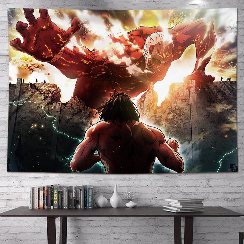 Vertical Attack On Titan Anime Tapestry Cartoon Wall Art Hanging For Bedroom Dorm Living Room Home Decoration