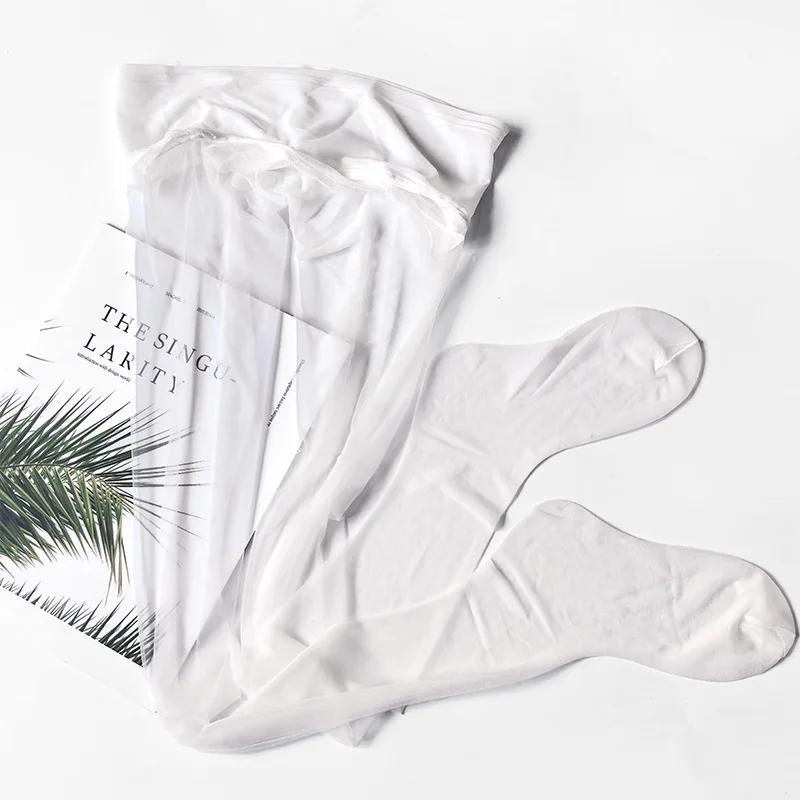 Damenstrümpfe Transparent Übergröße Nahtlos 0,01D Netz Hoher Bund Ultra-Dünn Seidig Transparent Strumpfhosen Socken Exotische Dessous One Size white