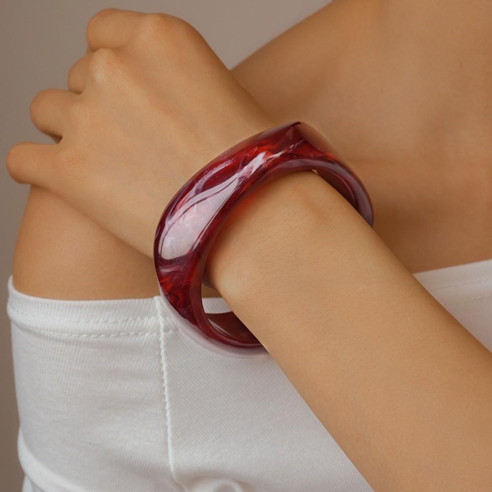 Smudging Irregular Wide Bracelet Resin Retro Hand Ring Unique Acrylic Bangle  Girls