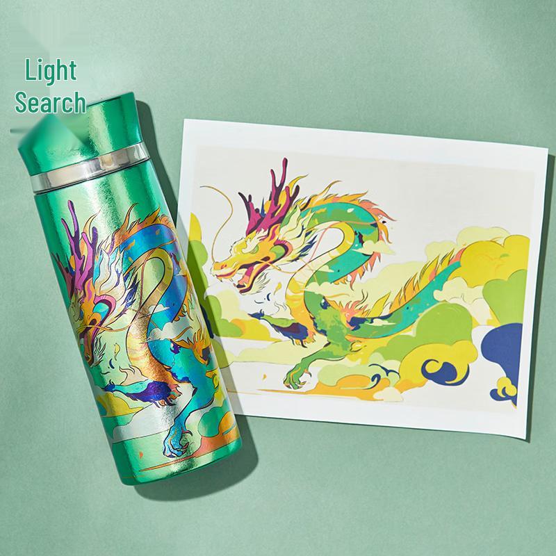 Caiguang Pure Titanium Insulated Bottle, Azure Dragon Series