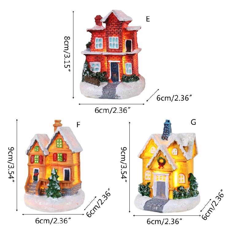 Christmas LED Village House Figurines Luminous Small House Christmas Decoration
