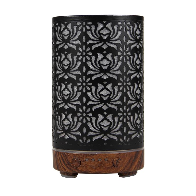 Aroma Diffuser Scent Ultrasonic Air Humidifier Iron Art Hollow Lotus Flower Pattern 2025 New Home Decorations with LED Lights