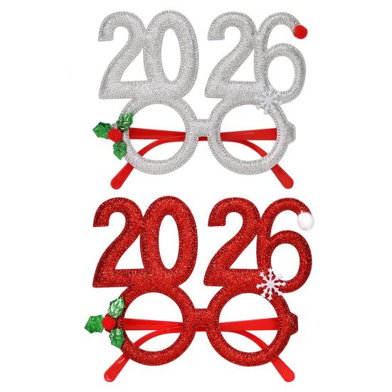 2026 New Year Eve Glasses Christmas Party Photo Props for Adults Kids Festive Celebration Eyewear for Countdown Party