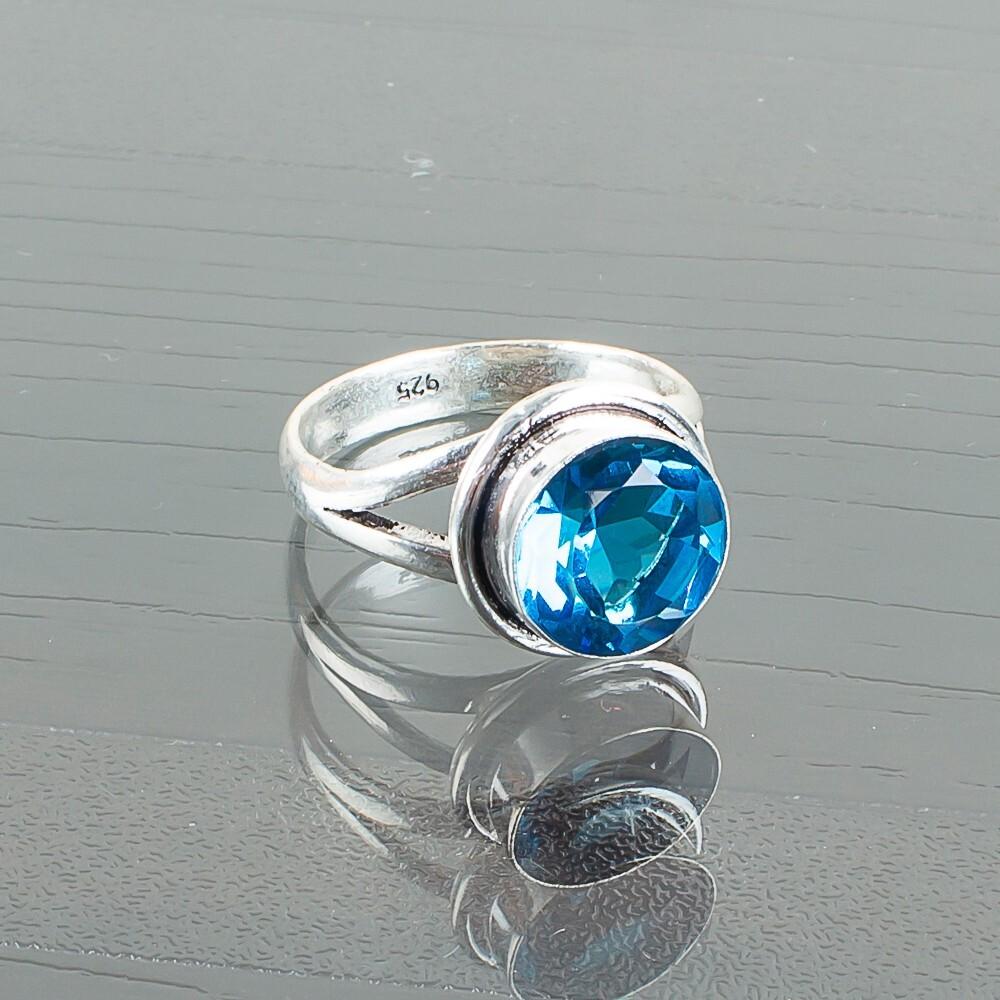 Natural Swiss Blue Topaz Gemstone 925 Sterling Silver Jewelry Handcrafted Ring RR-11-8