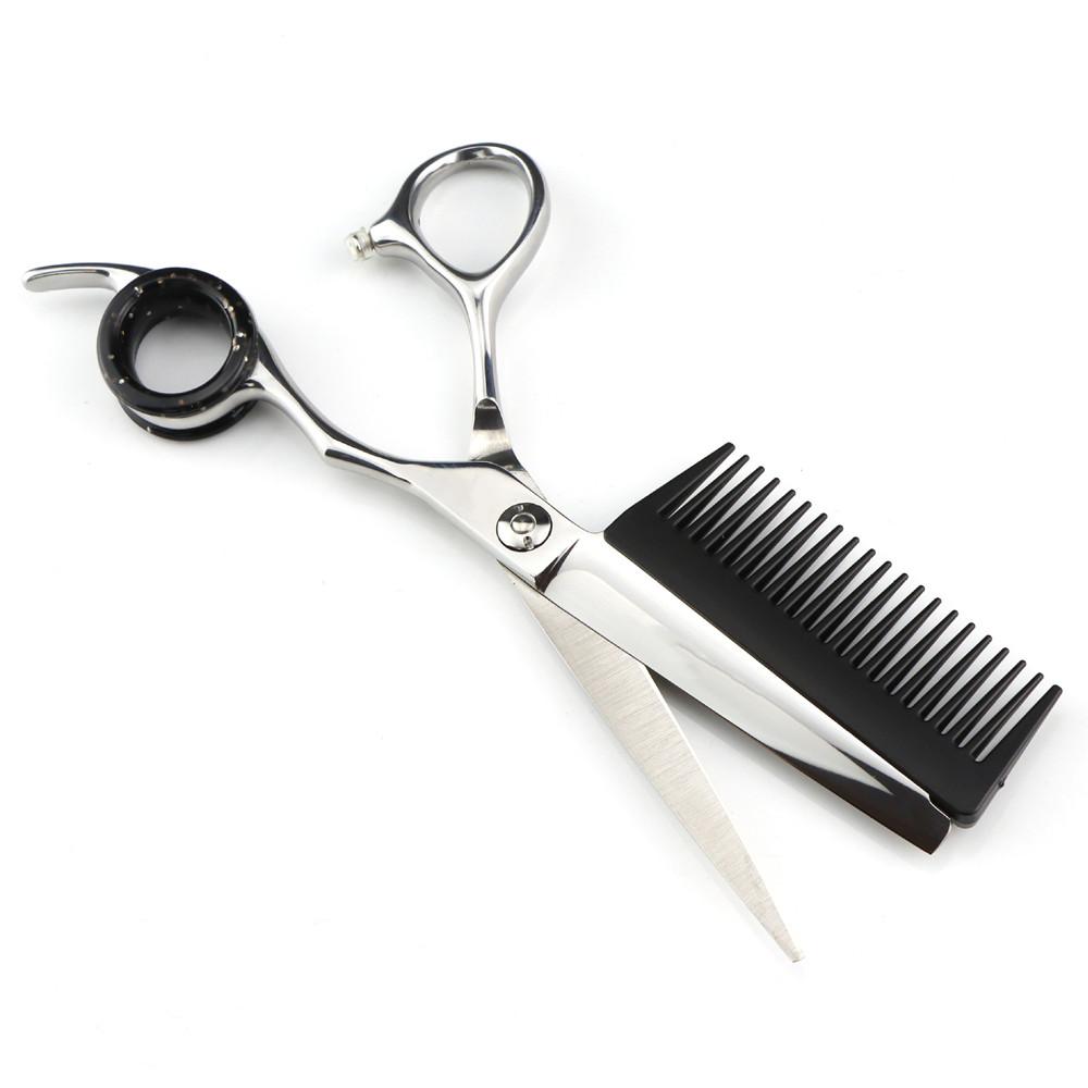 Professional Steel 6 '' Silver 2 In 1 Cut Hair Scissors With Comb Haircut Barber Hair Cutting Shears Hairdresser Scissors