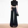 Trendy Low Waist Y2K Double Button Slim Micro Flare Denim Pants For Women Spring Summer Casual Pants Oversize Denim Trousers
