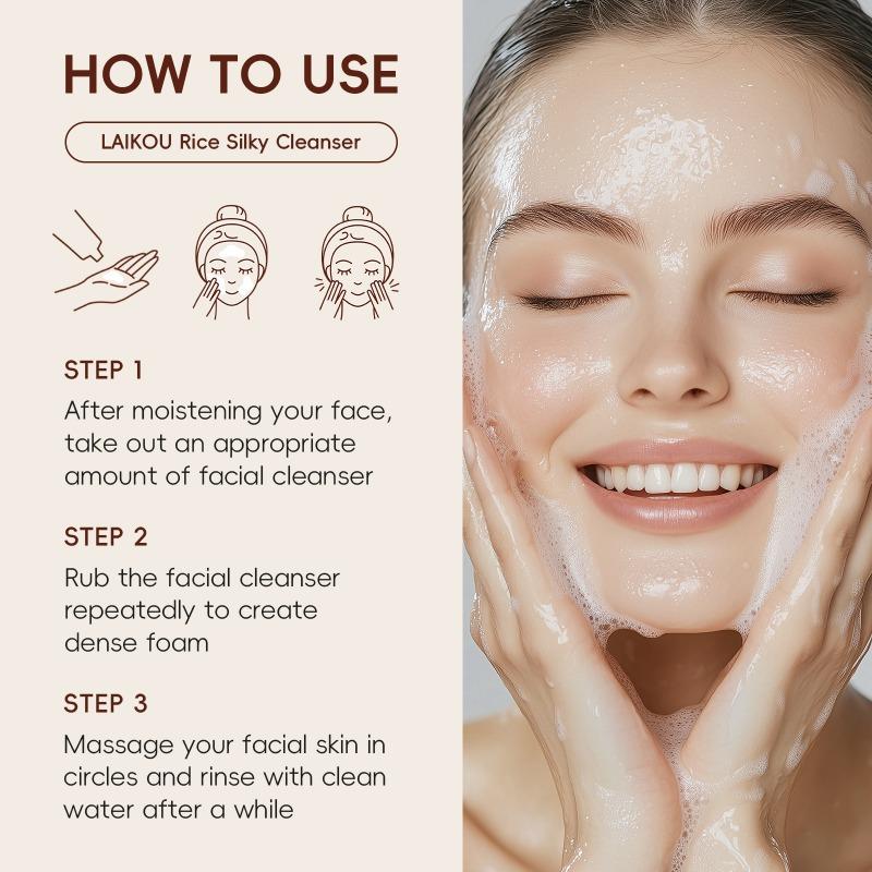 LAIKOU Rice Silky Face Cleanser 50g, Gently Clean Without Tighteness