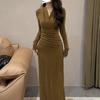 Sexy Dress Women's Autumn New Slim-fitting Long-sleeved Medium and Long Dress, Hip-wrapped and Thin, Split-ended Base Casual Dress