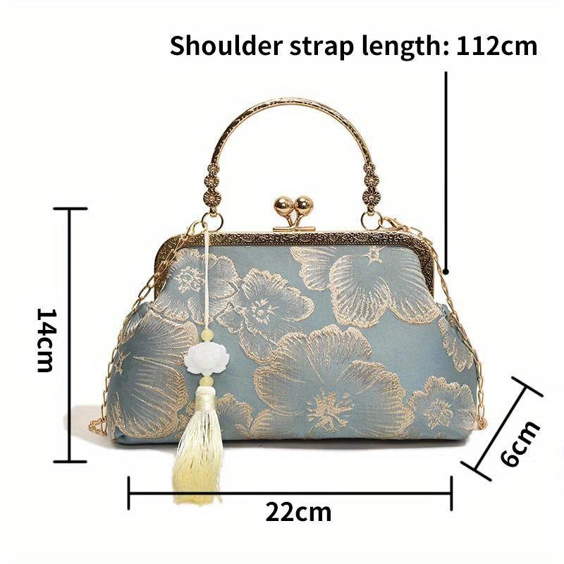 Chinese Style Embroidered Shoulder Bag Elegant Handbag Retro Small Square Bag Wedding Party Luxury Designer Women Evening Clutch