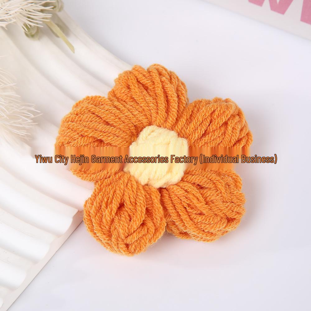 Fermaglio per capelli a fiore imbottito a blocchi di colore, uncinetto a mano, stile coreano