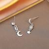 Unique Earrings Women'S Fashion Versatile Exquisite Asymmetrical Star And Moon Earrings High-End Zircon Earrings