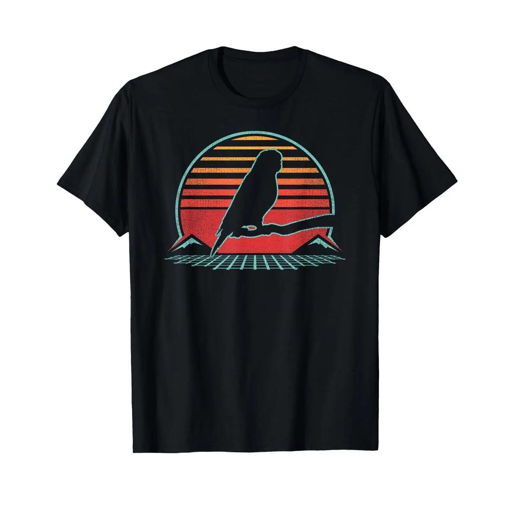 Budgie Budgerigar Pet Bird Retro Parakeet Vintage 80s Style T Shirt Vintage Versatile Homme Stretched Fashion