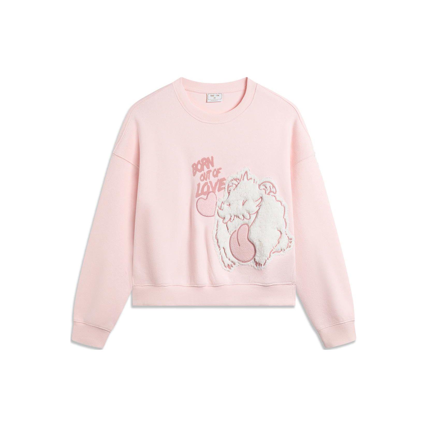 Li-Ning Women s Loose Crew Neck Sweatshirt Light Pink AWDTE88-3 S