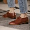 Autumn Women Shoes Retro Oxford For Woman Genuine Leather Flats Brogues Lace Up Casual Chelsea Shoes Rubber Brown